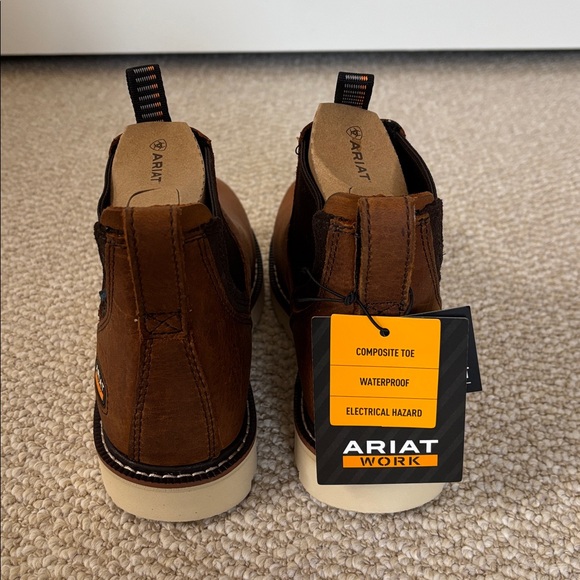 NWT Ariat Brown Leather Chelsea Waterproof Composite Toe Work Boot Wmns Size 6 - Picture 5 of 9